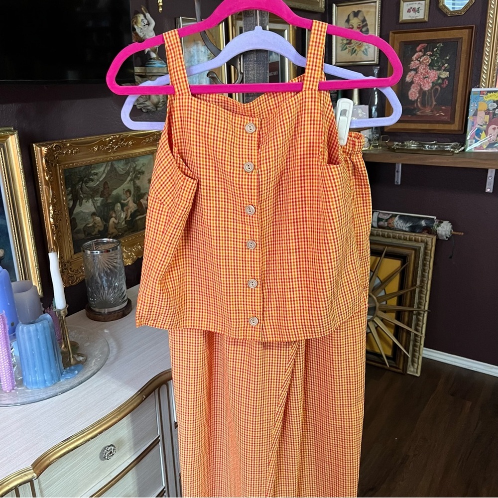 F.L. Malik Vintage Gingham 2 Pc Set Size Small - Picture 10 of 11